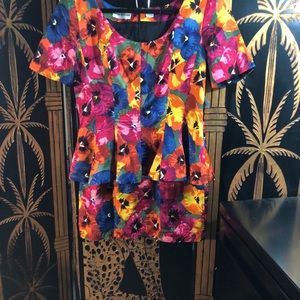 Silk Flowered Skirt Suit- Size 12